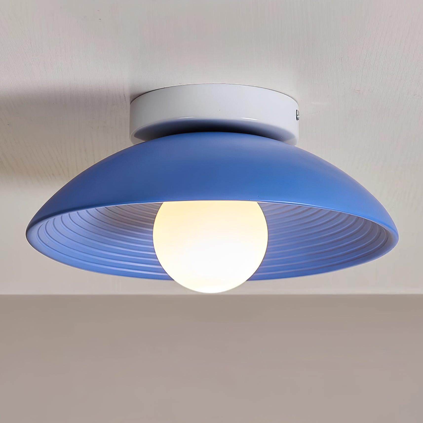 Globe E27 Dimmable Round Wooden Flush Mount Ceiling Light